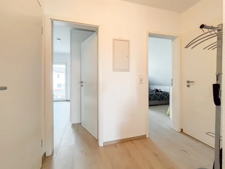 Bright hallway between the bedrooms